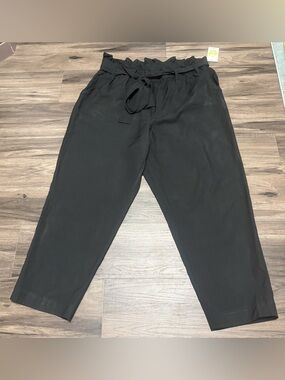 a new day Black Paperbag Waist Chinos with Self-Tie